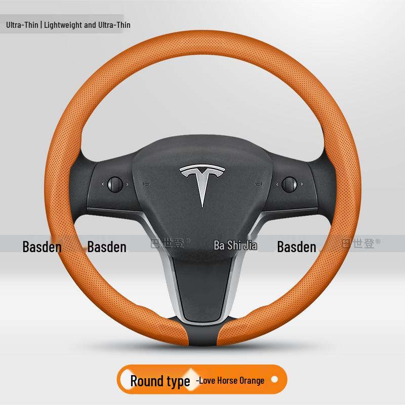 Originele Lederen Stuurwielhoes voor Tesla Model Y, 3, X, S