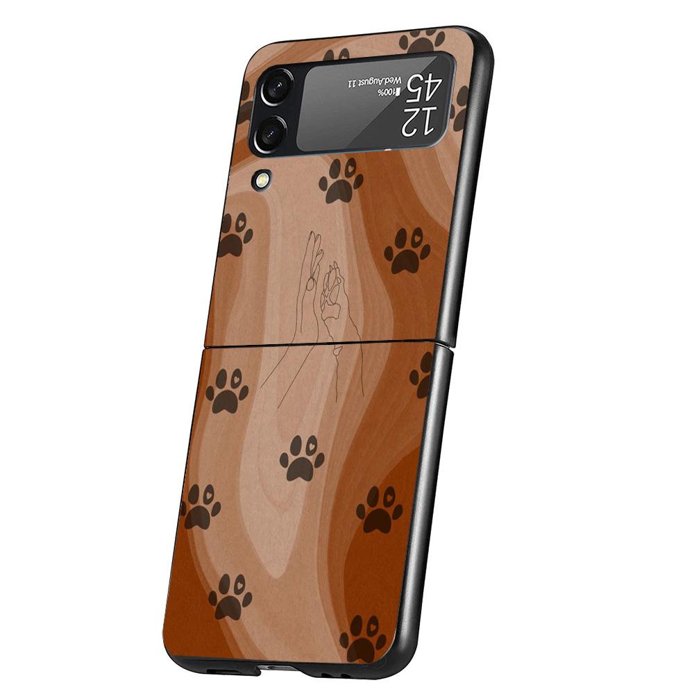 

Dog Footprint Paw Cute Case Phone Cover for Samsung Galaxy Z Flip 7 6 5 4 3 5G ZFlip7 ZFlip6 ZFlip5 ZFlip4 ZFlip3 Black Fundas G Samsung Z Flip