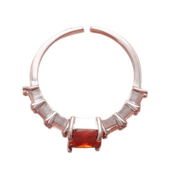 Trendy European-American Style 18K Gold-Plated Copper Rings with Colored Zircon