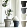 Modern Decorative Planters for Home Decor Round Large Planter with Drainage Hole, 12 Inch Dia Stone-Look Flower Living Room Pot, Minimalist Pot Indoor