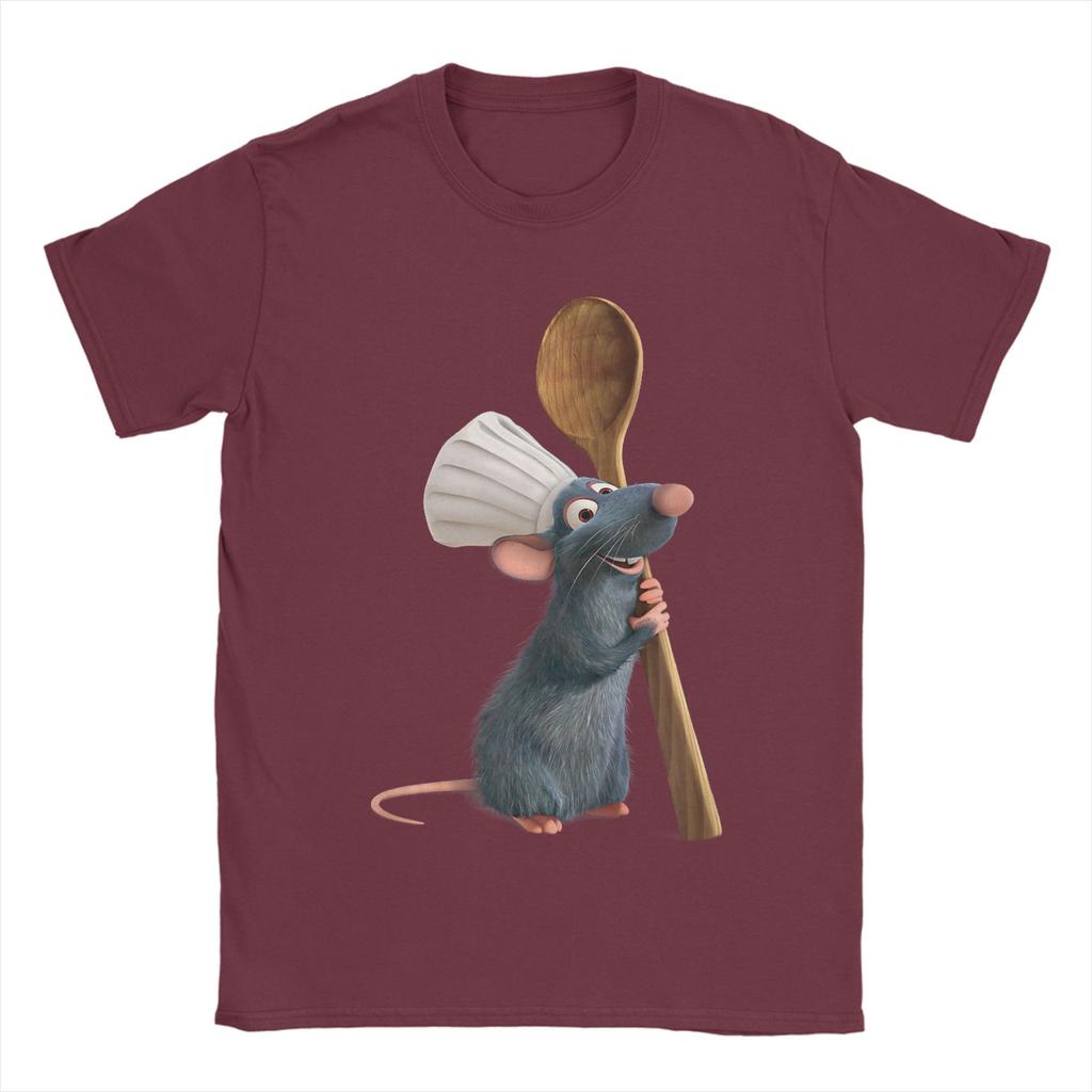 Men Tshirts Ratatouille Chef Remy With Spoon Casual Pure Cotton Tee Shirt Short Sleeve T Shirts Crew Neck Clothes Gift Idea