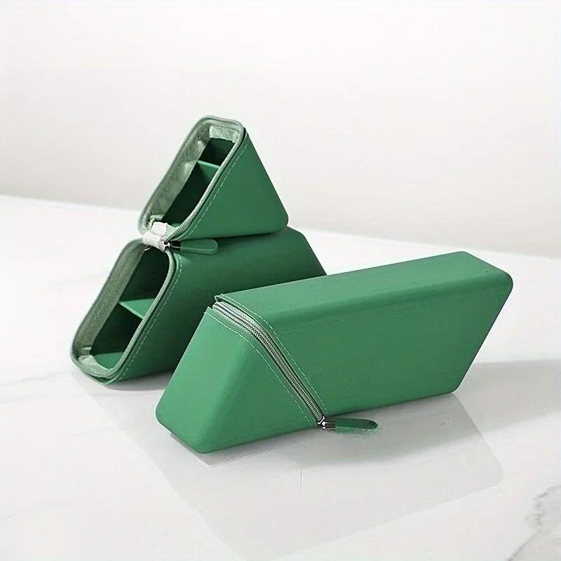 1pc Stylish Silicone Pencil Case, Desktop Office Study Folding Large Capacity Expandable Vertical Pencil Box, Portable