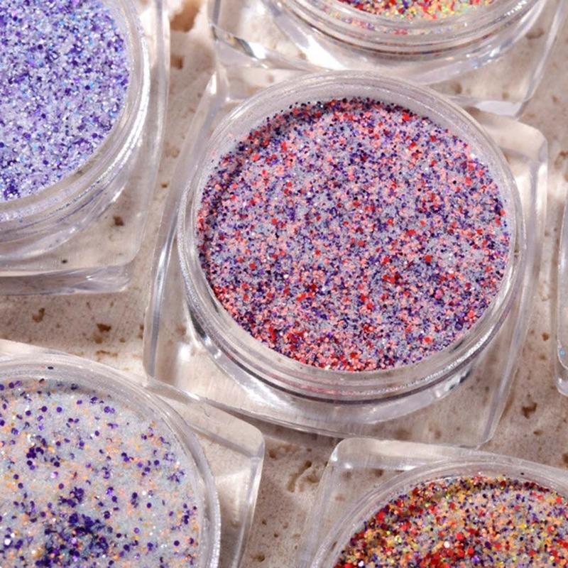 Autumn and Winter Nail Art Knitted Woolen Powder Nail Decoration Retro Color Plaid Glitter Sea Salt Diamond Glitter
