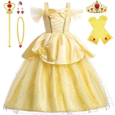 Belle Kleid Kinder Prinzessinnenkleid Kinderkleid Kleiderset Kinderkostüm Cosplay Gelb Einteiler Event Bühnenkostüm Verkleidung Aufführung Kostüm