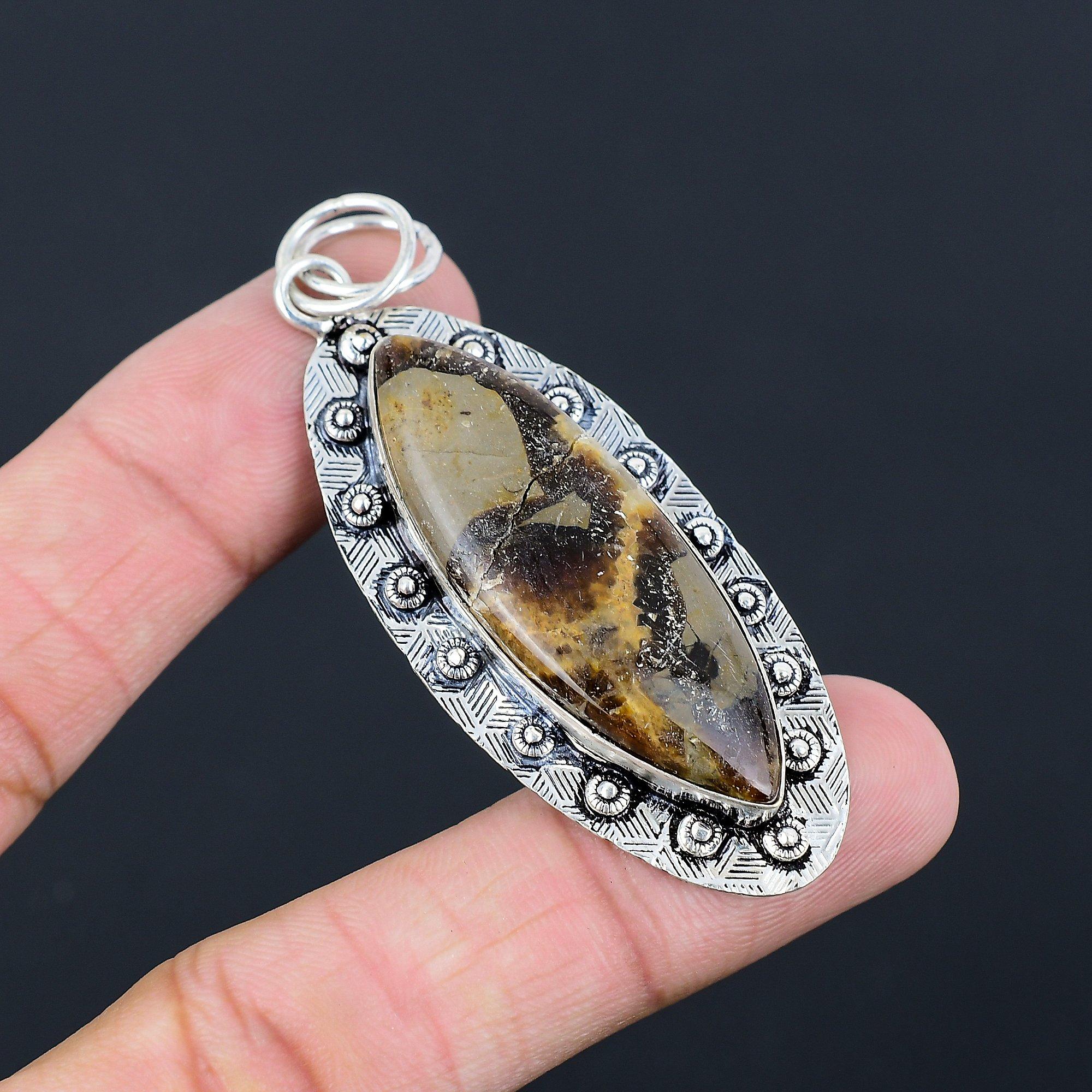 

Sisters Day Deal Septarian Stone 925 Silver Root Chakra Bezel Pendant Jewelry