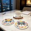 Unique Gift Ideas for Cat Lovers 6 Pcs Cute Coasters, Thick Heat-Resistant Wood Coaster Tabletop Protection, Waterproof Heat Resistant Coasters