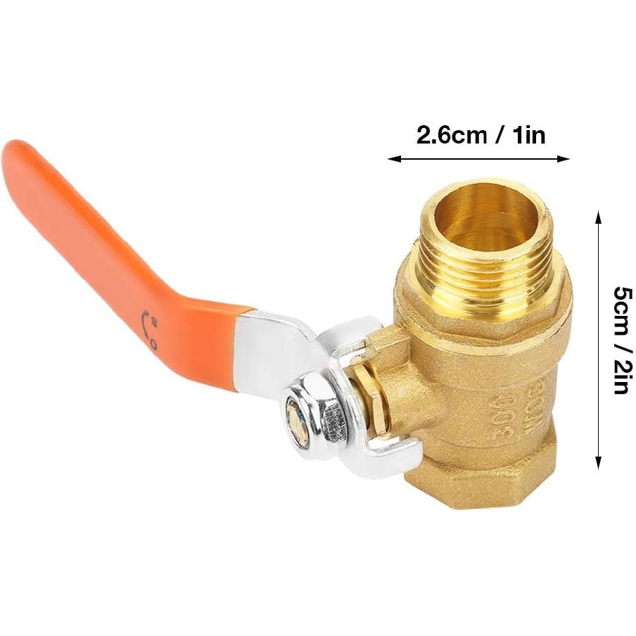 Ball Valve Dual-direction Water Valve DN15 1/2-Inch Male and Female Thread Brass Pipe Valve with Lever Handle