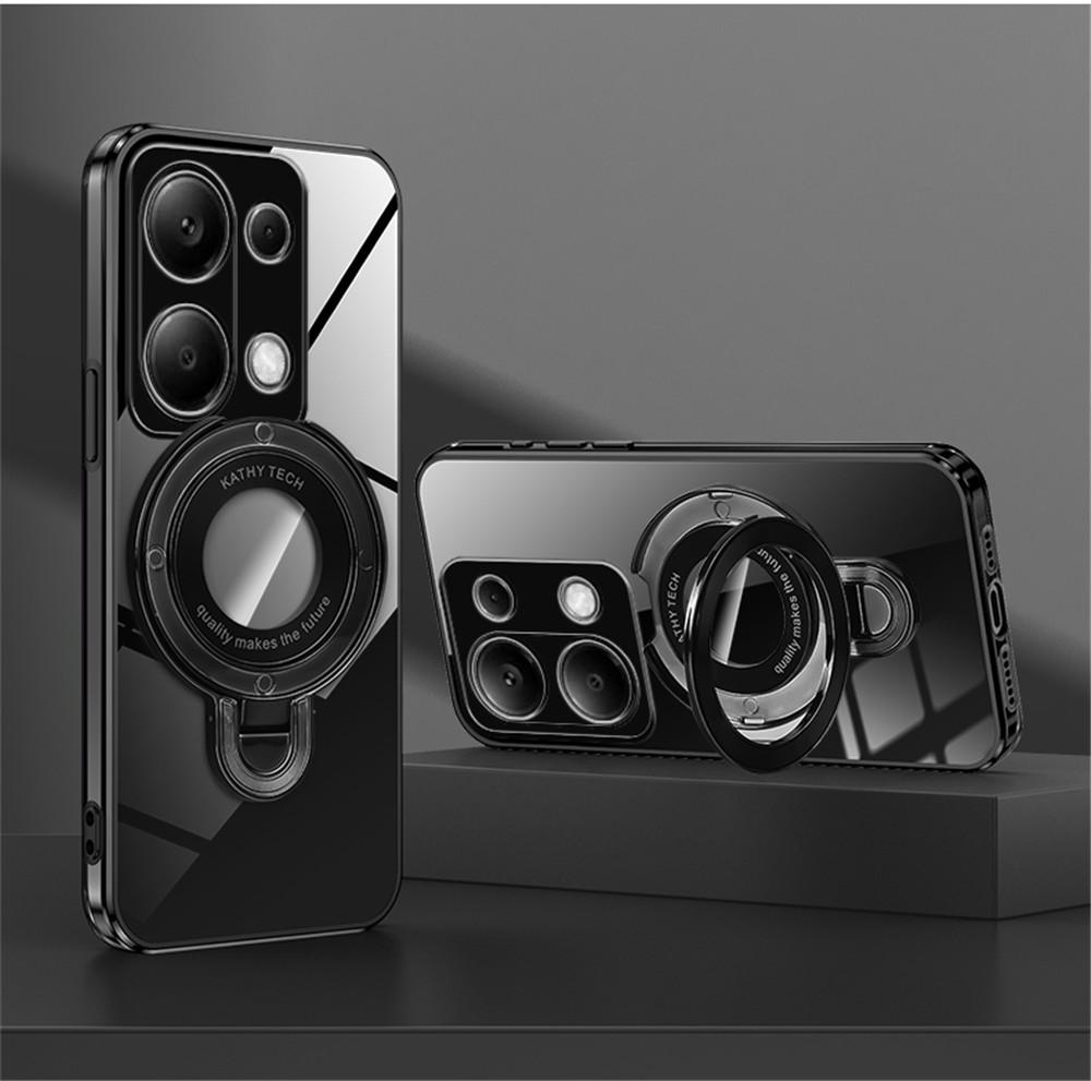 Luxury Transparent Plating Magnetic Bracket Case For Xiaomi Poco X6 Pro X3 NFC X5 F6 M6 Pro C65 C75 F3 F4 Silicone Stand Cover