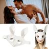 Rabbit Ear Half Face Guard Adjustable Lightweight Bunny Girl White Face Shield Night Club Halloween Masquerade Party Costume Accessory
