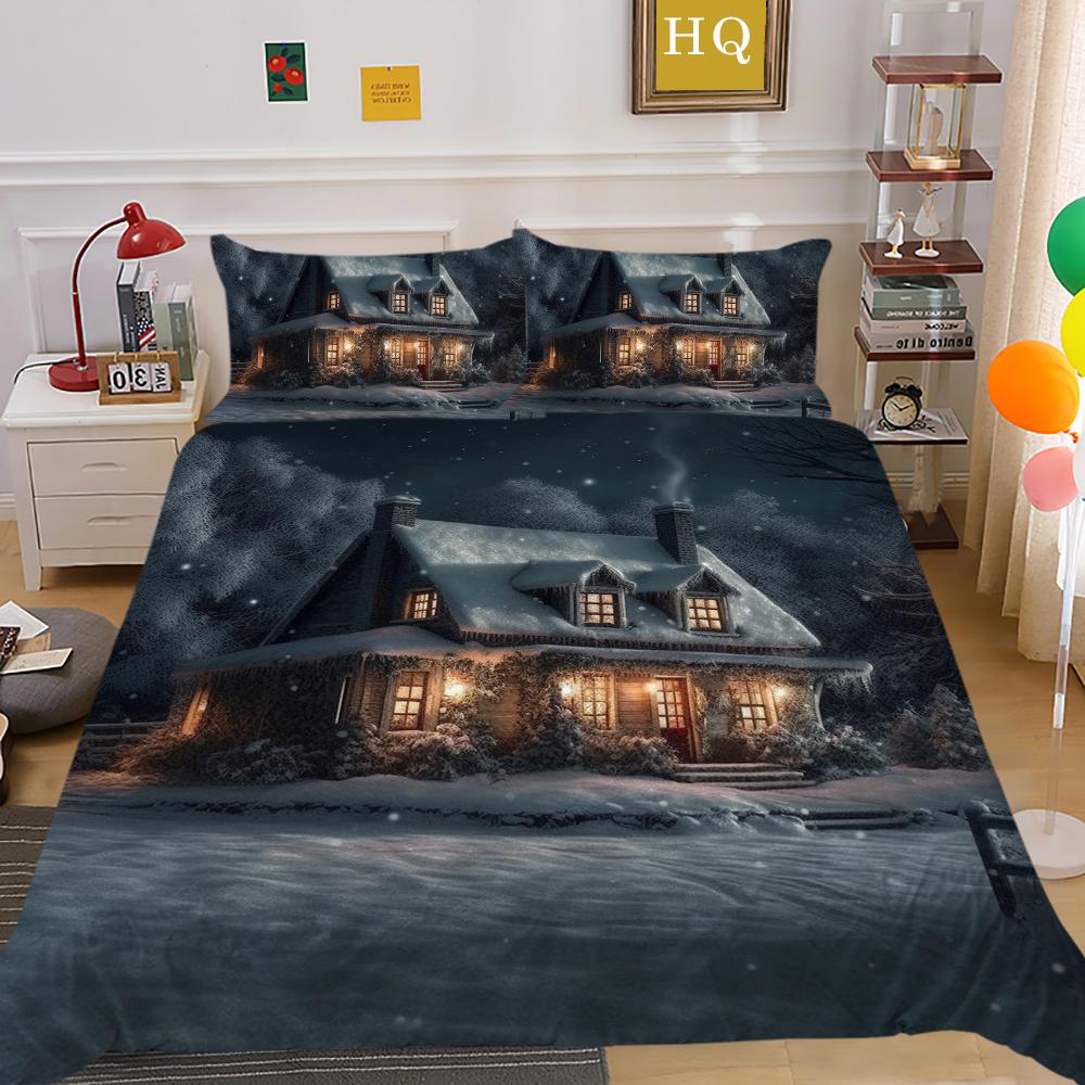 Christmas Printed Bedspreads Twin Size Microfiber Bedding Cover Teens Luxury Design Fashion Duvet Cover Set