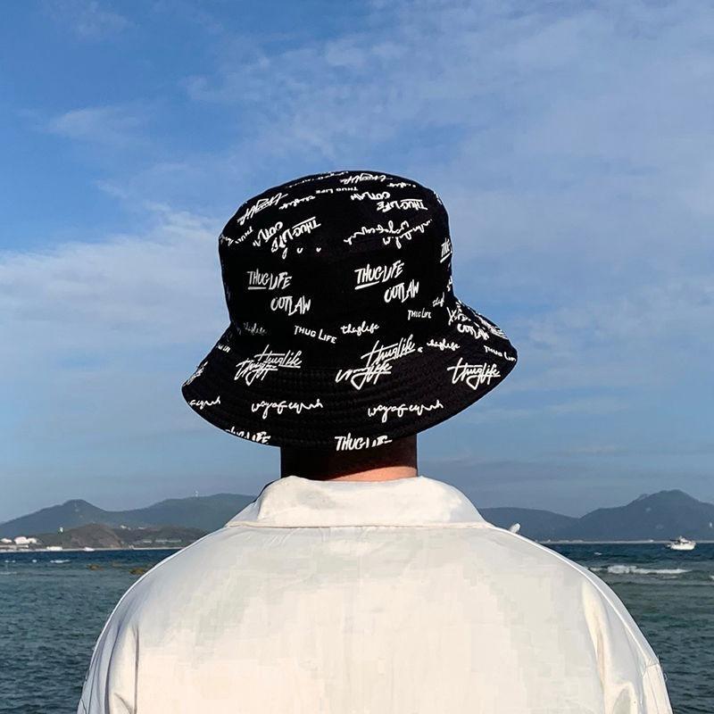 Embroidered English Letters Double-sided Fisherman Hat Universal Summer Thin Sun Protection Hats Fashion Trendy Sun Hat
