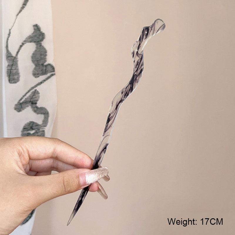 Chinesischer Stil Schwarzer Acetat-Harz-Haarstab für Damen Einfache Haarspangen Haarspange Stift Kopfschmuck Tuschemalerei Haaraccessoires