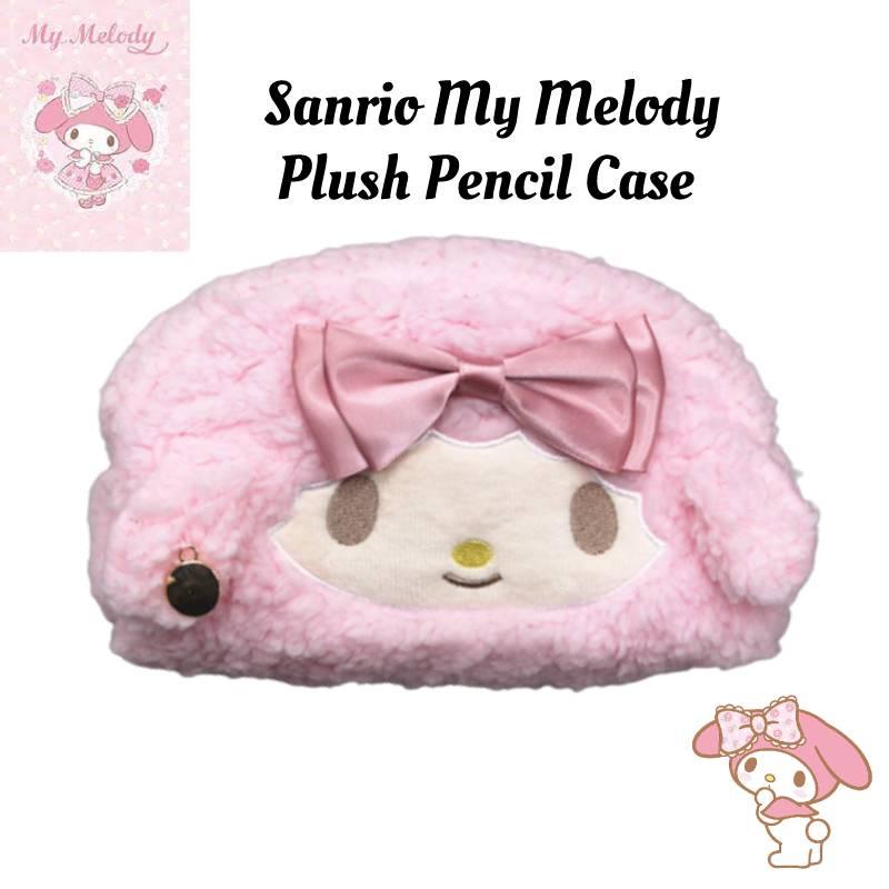 Cute Sanrio Melody Plush Pencil Bag Girl Cartoon Makeup Bag