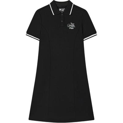 Rochie cu mânecă scurtă cu logo moștenire Femei rochii Negru F11W538309F-BK