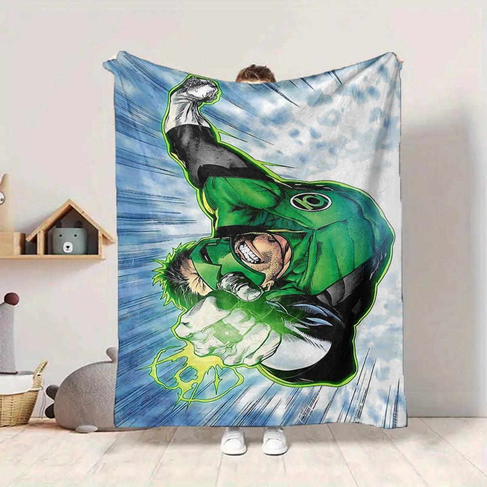 1pc Green Lantern Blanket Polyester Fiber, All Season Comfort for Sofa, Bed, Office, Car, Camping Ideal Home Decor & Gift, Office Comfort