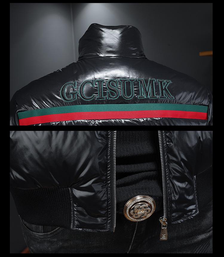 European Station 2025 Męska Zimowa Kurtka Puchowa - 90% Biały Kaczy Puch, Stójka, Haftowana, Wysokiej Jakości Modny Styl Odzież Wierzchnia.