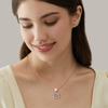 [Drawelry] Rose Double Heart Zirconia Necklace with Built-in Surprise Rose Jewelry - Personalized Heart Necklace with Rose Jewelry Box and Preserved