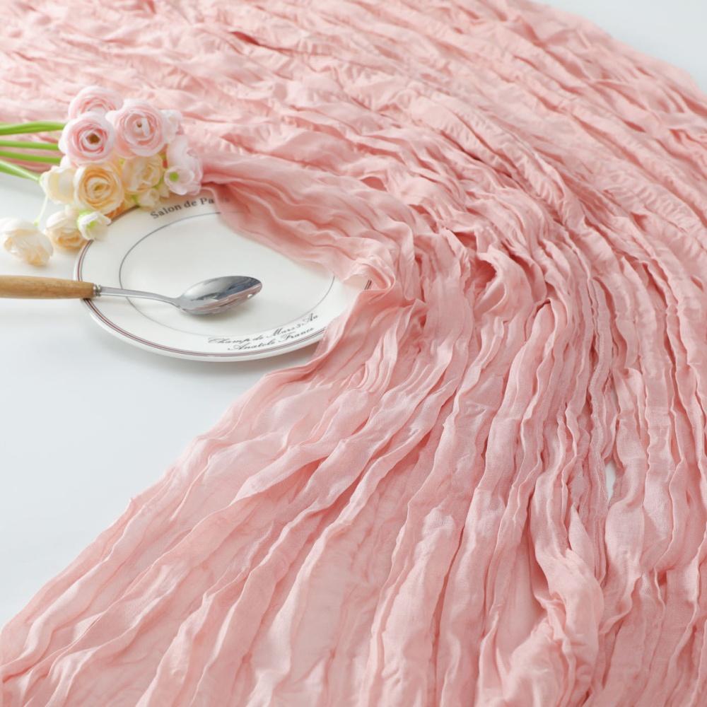 

1pc 90cmX180cm Cheesecloth Table Runner Boho Gauze Table Runner for Wedding Bridal Shower Birthday Party 90X180cm рожевий