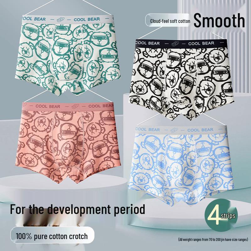 

Pure Cotton Class A Teenage Boys Boxer Briefs (15-18 Years) with Full Cotton Crotch. M 70-90 lbs