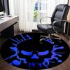 1pc Skull Blue Office Round Area Rug, Under Office Chairs Bedroom Living Room Home Decor, Room Deco
