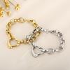 Polished Metal Heart  Necklace Stainless Steel Chain Bangle Bracelet Bangle  Anniversary Gift