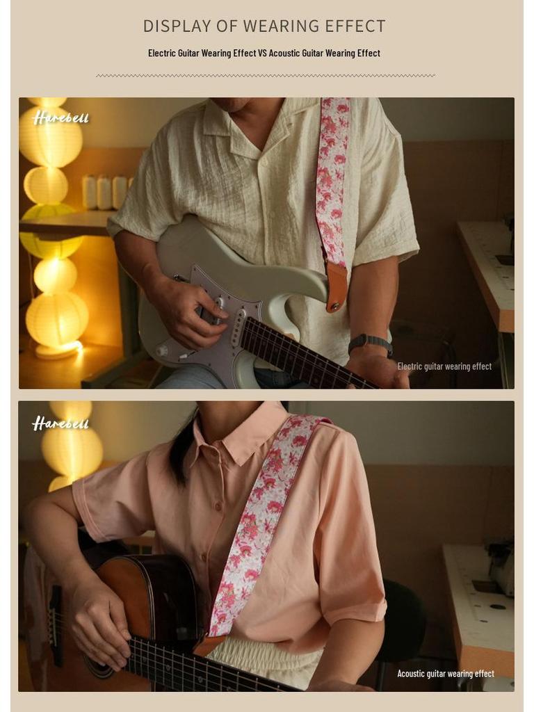 Ethnic Floral Ukulele Strap with Retro Metal Buckles - Pink & Purple Chrysanthemum Design, Model 041-042, Available Now