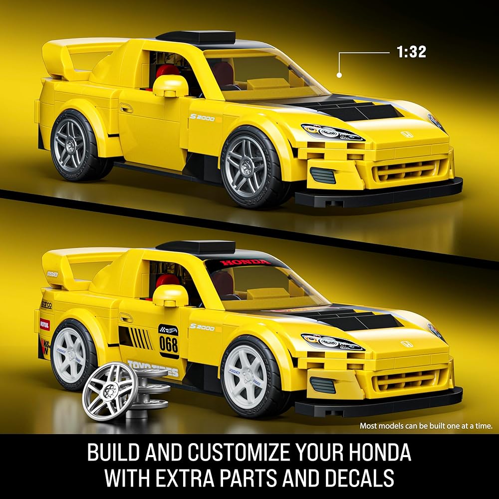 Mattel Hot Wheels Speed Series 257-Piece Building Set '07 Honda S2000 Realistic Details Custom Decals for Ages 10 and Up