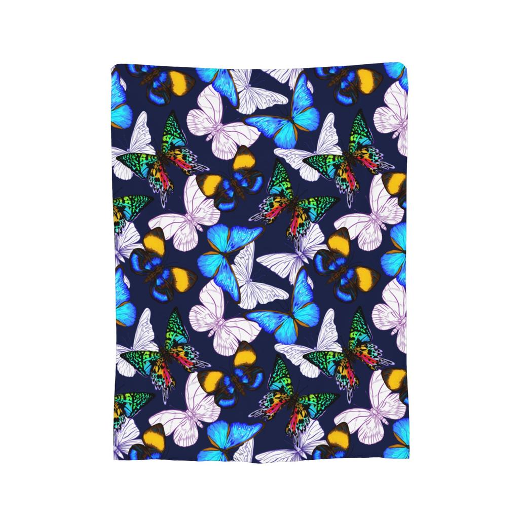 Colorful Butterfly Pattern Blankets Fleece  Winter  Breathable Warm Throw Blankets for Home Bedroom Bedding Throws