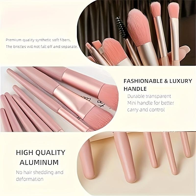 8pcs Portable Makeup Brush Set with Soft Bristles, Mini Beauty Tools, Includes 8 Nylon Makeup Brushes.