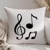 Music Notes Pillow Cover 2D Printed Polyester Sofa Cushion Case – Elegant Black & White Design For Music Lovers 40X40Cm