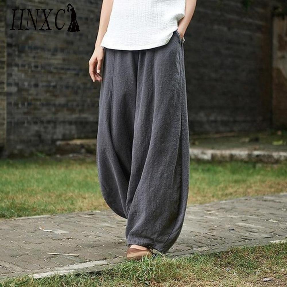 

HNXC Женские модные повседневные брюки и капри с однотонным принтом L серый