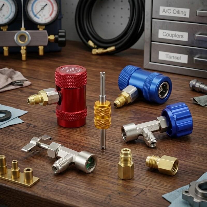 /Car A/C Quick/ Coupler/ Adapter Kit With Self-Sealing Can Tap Valve For R1234YF Plastic Metal Car Replacement Engine Parts