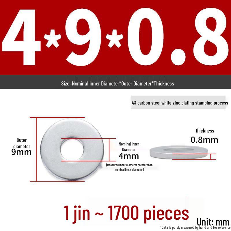 Extra Large Galvanized Metal Flat Washer - Thickened Round Screw Washer M6-M16