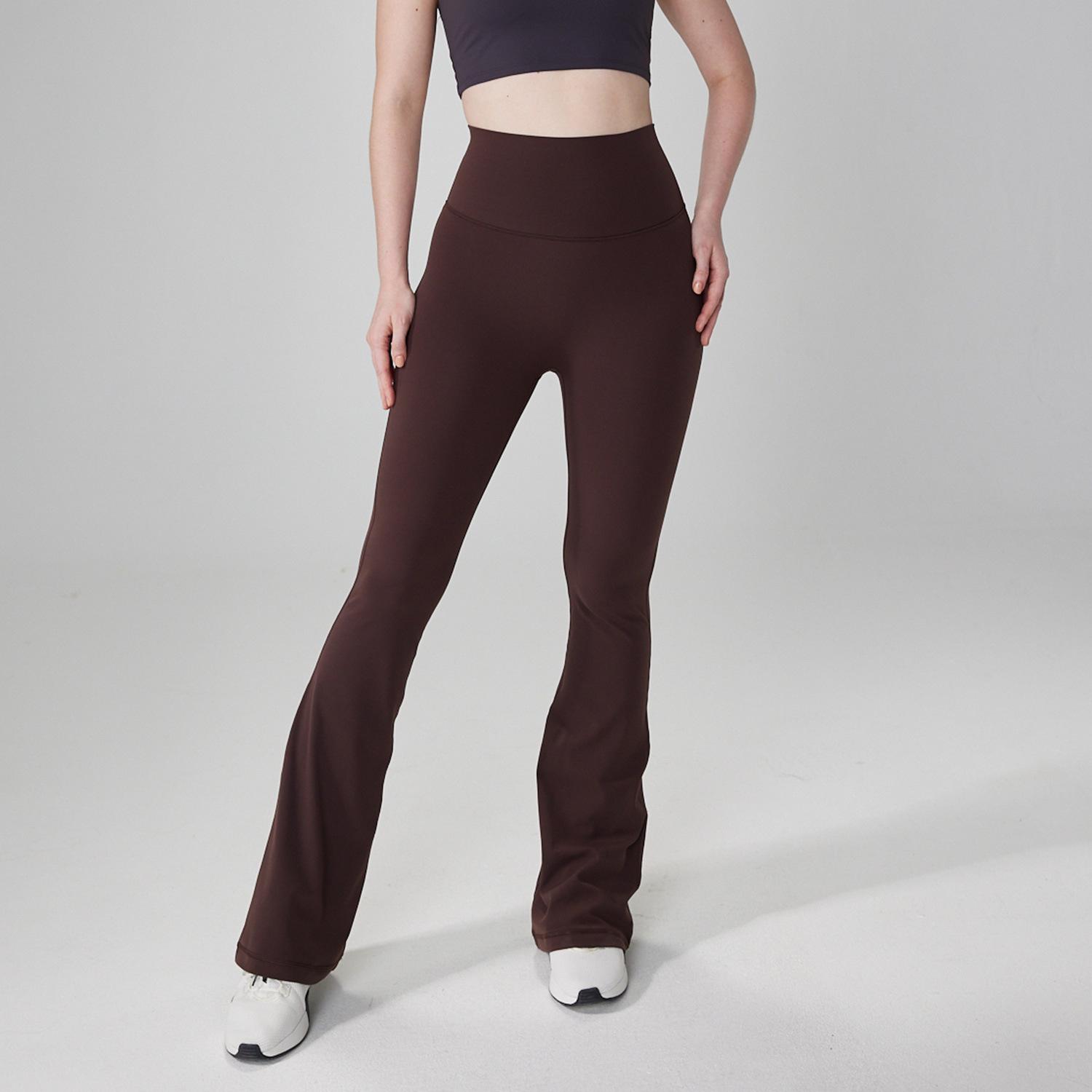 

Штаны для йоги: Бесшовные фитнес-брюки с высокой посадкой, утягивающие живот, приподнимающие ягодицы, с расклешенными штанинами.