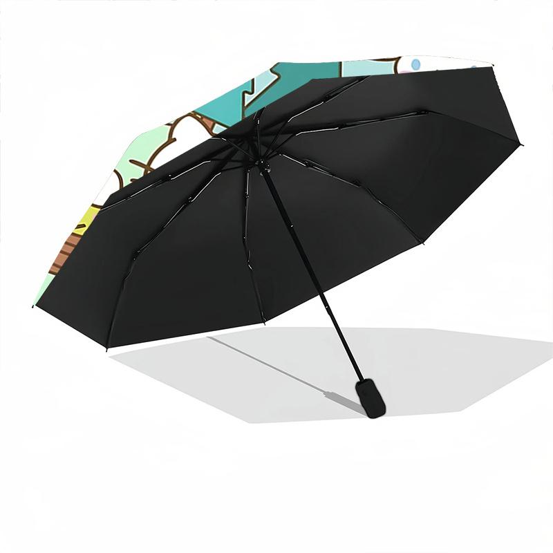 1pc Hello Kitty & Friends Earth Day Camping Trip Automatic Opening/Closing Umbrella with Portable Three-Fold Design, 8-Bone Iron Frame Outdoor Umbrell