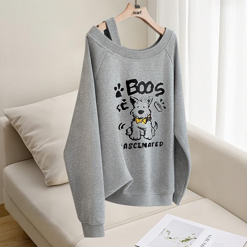 Women's Cartoon Print Off-Shoulder Sweatshirt