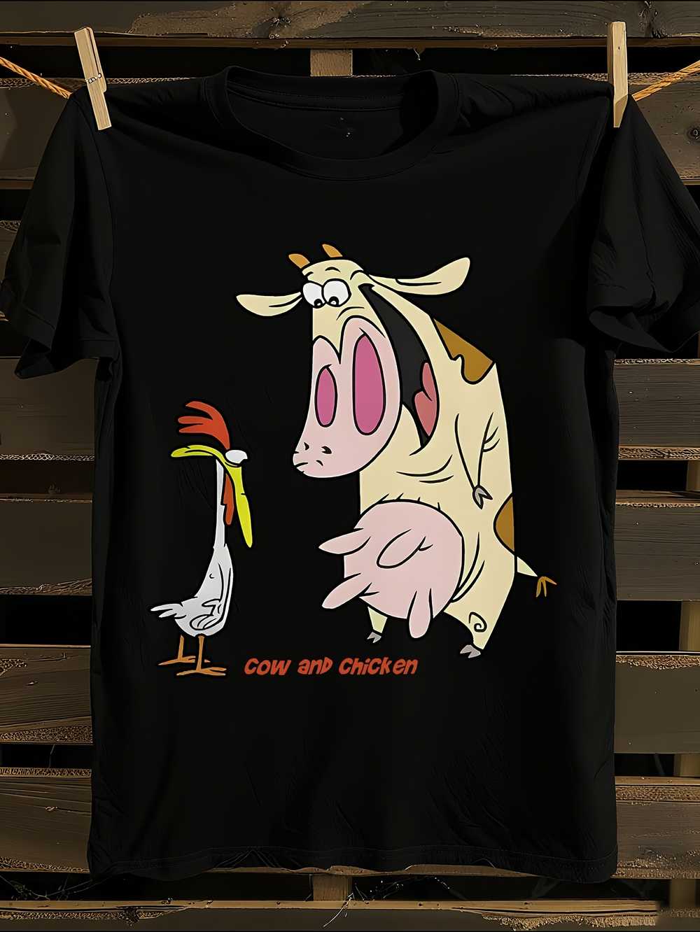 

Funny Cow & Chicken Cartoon Graphic T-Shirt Mens Tshirt Womens Tshirts with Letters Print Short Sleeves T-Shirt Casual Street Tee Shirt Top XXXL