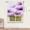 1PC Sheer Curtain Purple Tulip Transparent Watercolor Print, Rod Pocket Window Curtain for Living Room Elegant Decor