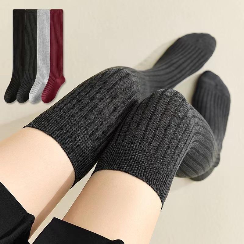 1 Pereche Ciorapi Dama de Înaltă Calitate Ciorapi Calduroși peste Genunchi Jambiere din Bumbac Moale Ciorapi Lungi cu Dungi Ciorapi Lungi până la Coapsă Ciorapi Lungi