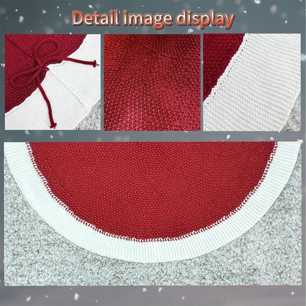 Knitting Christmas Tree Skirt Christmas Decoration Supplies Red White Color Knitted Christmas Tree Skirt 62cm Reusable