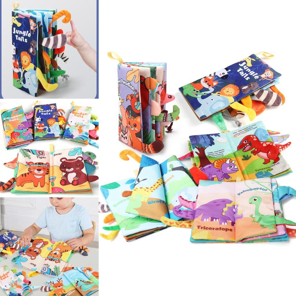 Durable Baby Animal Tail Fabric Book With Interactive Sound Elements For Visual Stimulation