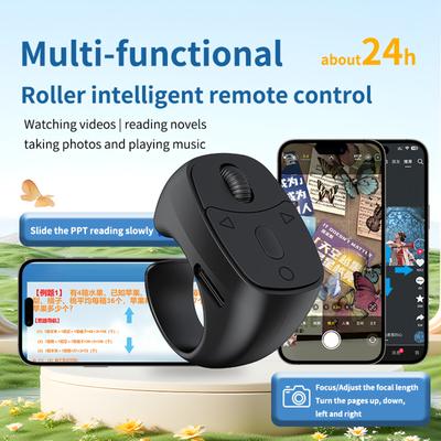 BT 5.3 Fingertip Ring Remote Control Fingertip Remote Control Page Turner for Smartphones Wireless Camera Shutter Selfie Button