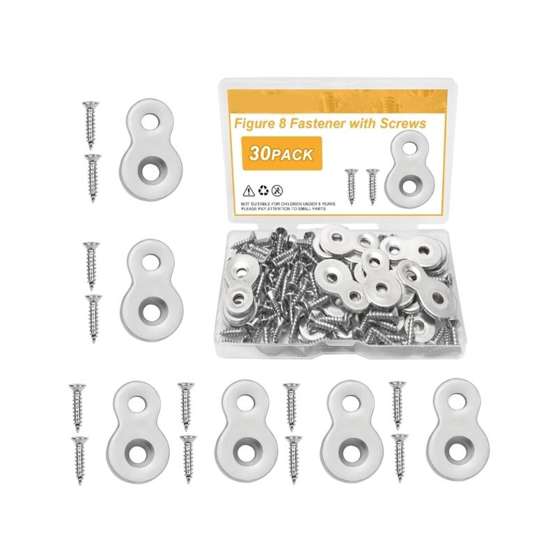 30PCS Metal Double Hole Fastener Plates Hardware Set Easy To Use for Cabinet Door Hinges Installation & Panel Joining