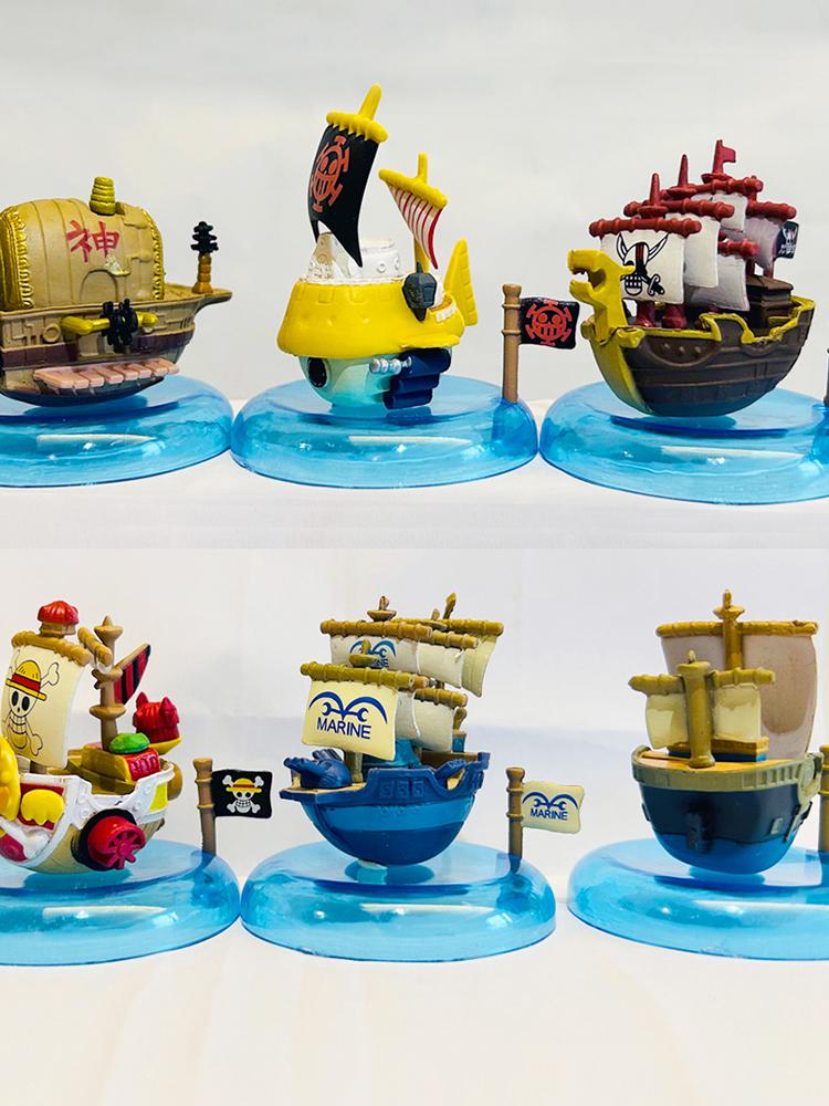 New 8 Pirate Ship Straw Hat Road Plum Blossom Anime Good News Sun Blackbeard Model Ornament Twisted Doll Acg Toy Gift