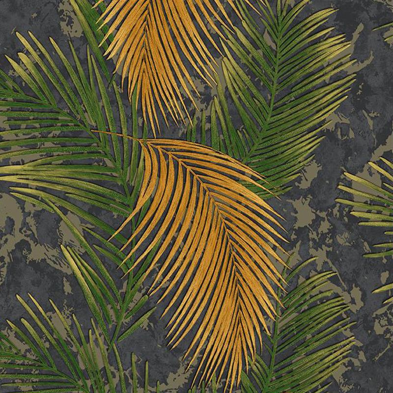 

3D American Rural Palm leaves Wallpaper Bedroom Living Room TV Sofa Background Wallpaper Retro 9.5mx53cm