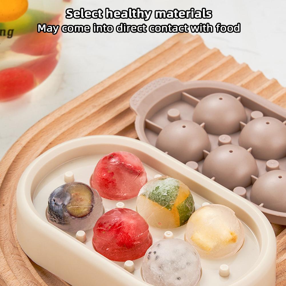 6 Cavity Whiskey Ice-Cube Mold Large-Sphere Ice Ball Maker With Lid For Summer