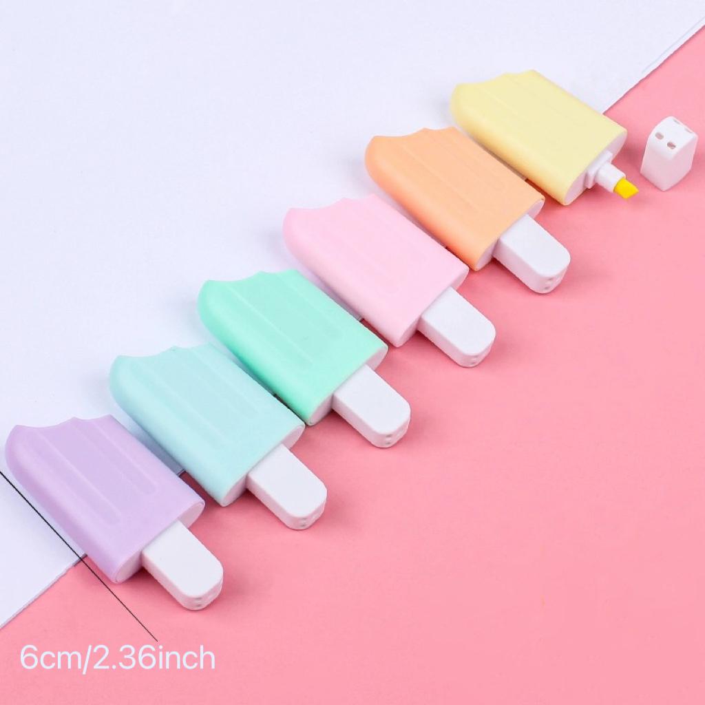 6pcs Ice Cream Highlighters Marker Pens, Colorful School Office Stationery Set