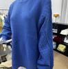 European & American Fashion Women's Cable Knit Pullover Sweater: Long-Sleeved, Round Neck.