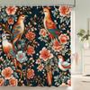 1Pc Watercolor Floral And-Bird Printed Shower Curtain With Hooks - Design Chic Leaves Flowers Bathroom Curtain Home Decoration