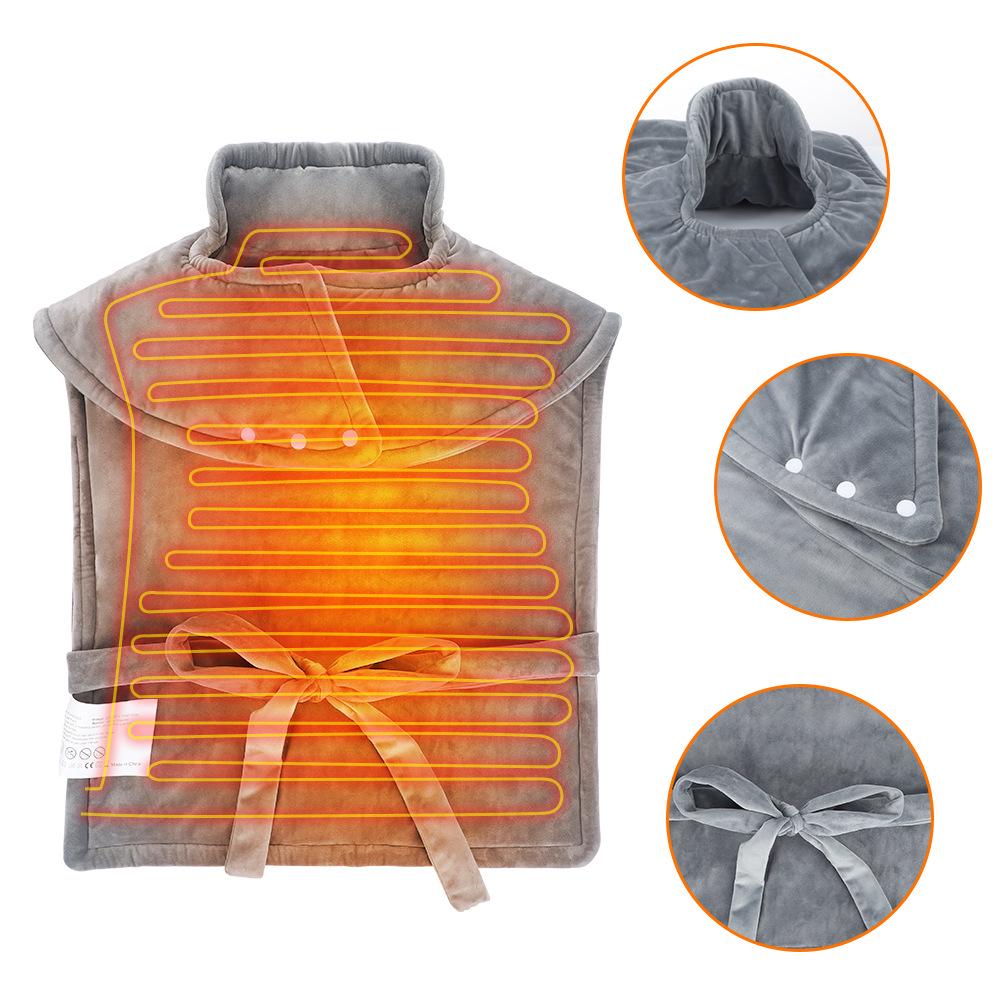 Cross-Border 60x90cm Electric Heating Shawl: 3-Speed Timer, 10-Level Heat, Shoulder/Neck/Waist Protection, Multi-functional Warmth.